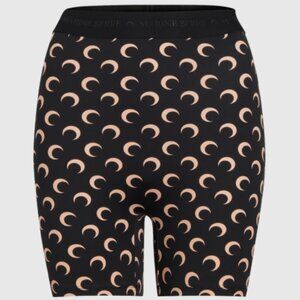 Marine Serre Recycled Moon Jersey Mini Short, Women's Size M -Moon Tan on Black